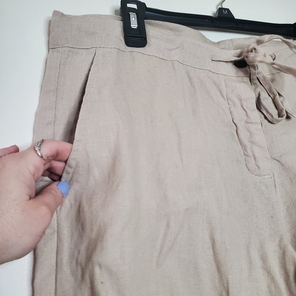 Fabindia Linen Pants Size XL Womens Highwaist Cropped Coastal - Picture 2 of 11